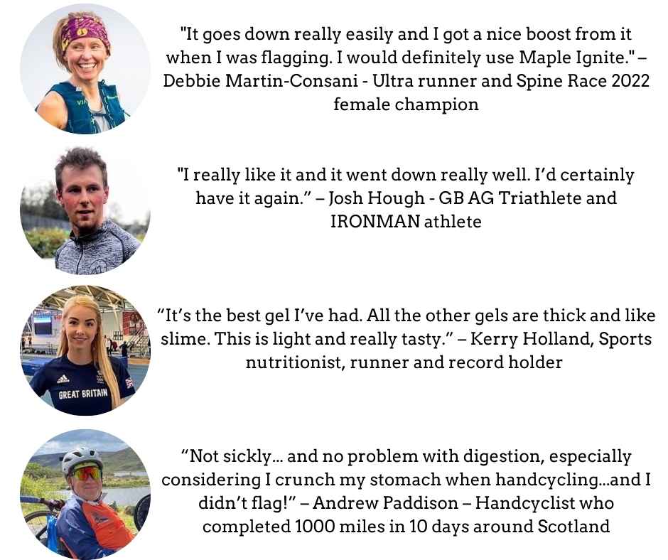 what four endurence athletes think of maple ignite comments from four endurence athletes on maple ignite